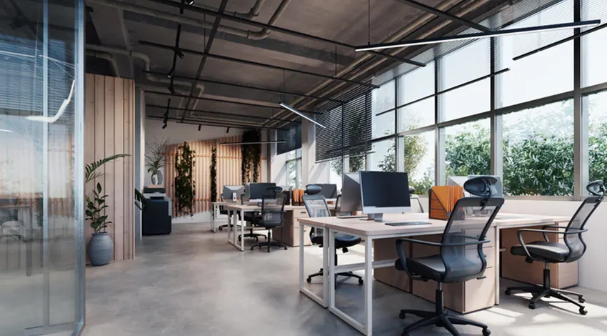 Open space d'une entreprise, cadre des enquêtes en milieu professionnel